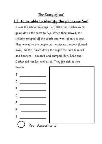 'oa' phoneme story task