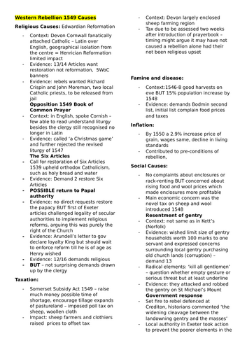 OCR A-level History Rebellion and Disorder under the Tudors 1485-1603