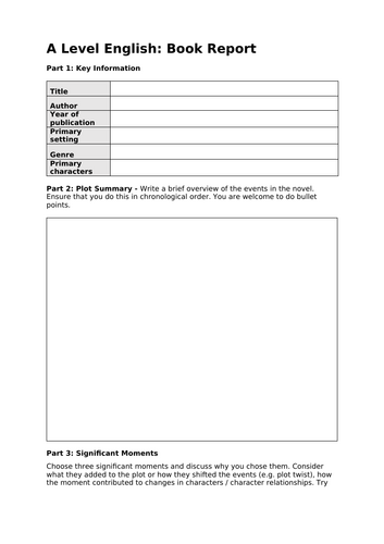 A Level book report