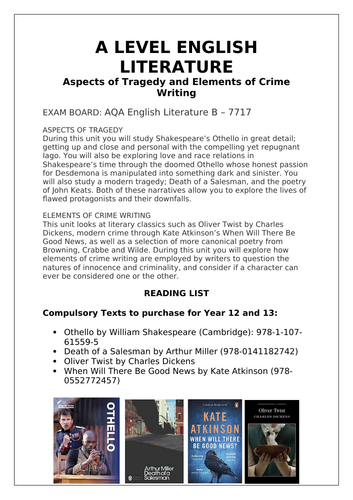 A Level English Handbook (AQA Lit B Tragedy & Crime)