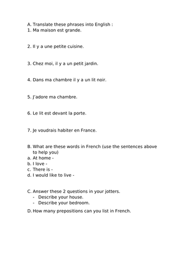 S3 French - Chez moi