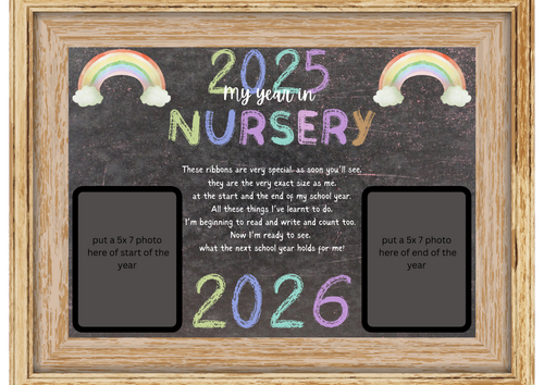Start and end of nursery keepsake- photos and string height