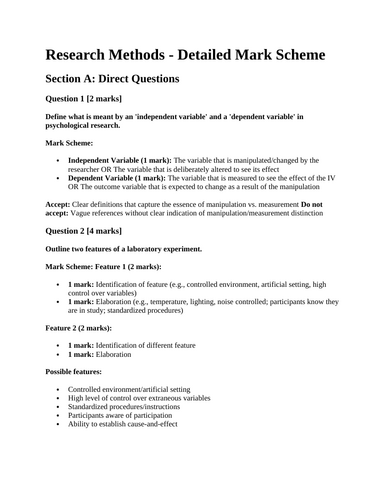 Research Methods Notes CIE Alevel Syllabus