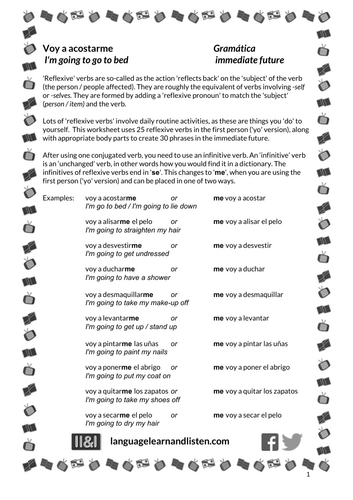 Spanish - immediate future / reflexive verbs - voy a acostarme