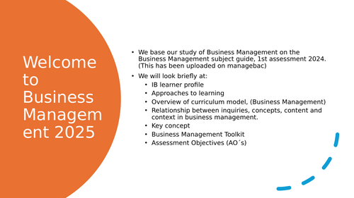 Business Management welcome & unit 1.1
