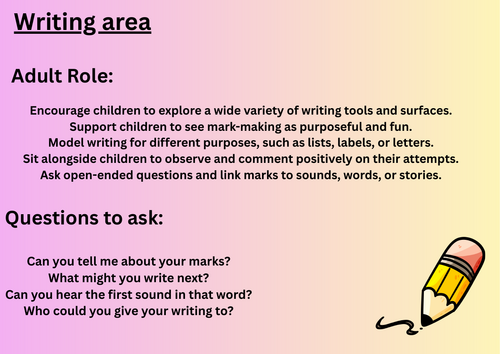 Eyfs provision flashcards