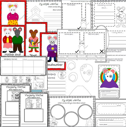 Wemberly Worried book companion with activities and sequencing