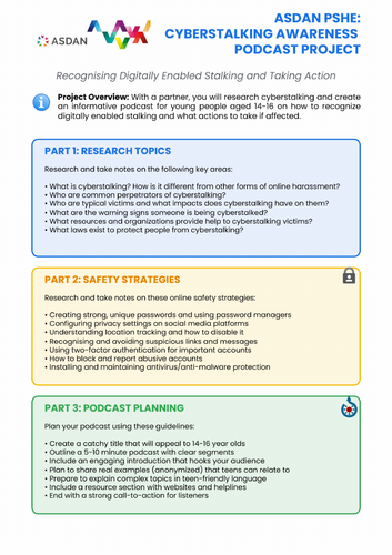 ASDAN PSHE - Social Media - Cyber Stalking - A5