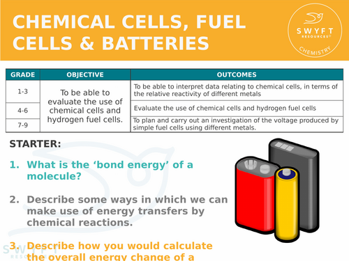 NEW AQA GCSE (2016) Chemistry - Chemical cells, batteries and fuel cells