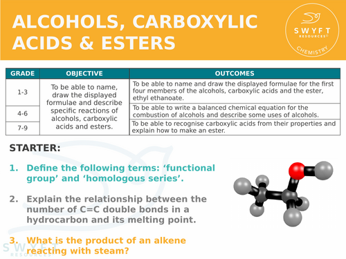 NEW GCSE Chemistry (2016) - Alcohols, carboyxlic acids & esters