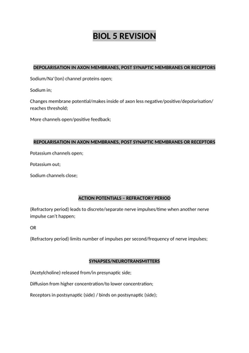 A/A2 level  BIOLOGY LONG ANSWER questions help sheet 2025