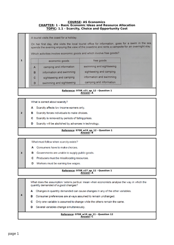 MCQs-Chapter1-BasicEconomicsIdeasandResourceAllocation-ASEconomics (1) AQA Edexcel OCR