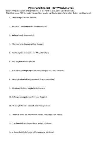 Power and Conflict Commenting on Key Word Choices