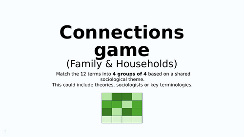 Connections Activity - Family & Households