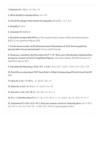 GCSE Foundation Maths - Calculator Paper - Revision 1