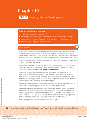 NCFE CACHE Level 1 intro to Health and Social care, children and young people.  CFC 15 -Human Growth