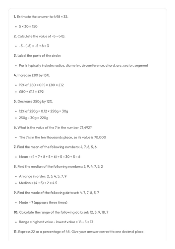 GCSE Foundation Maths - Calculator Paper - Revision 3