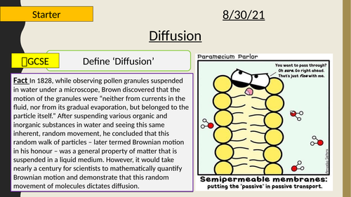 AQA A-Level New specification 3.2.3 Diffusion