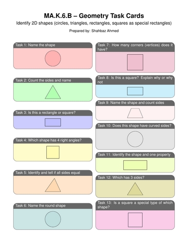 MA.K.6.B – Geometry Task Cards