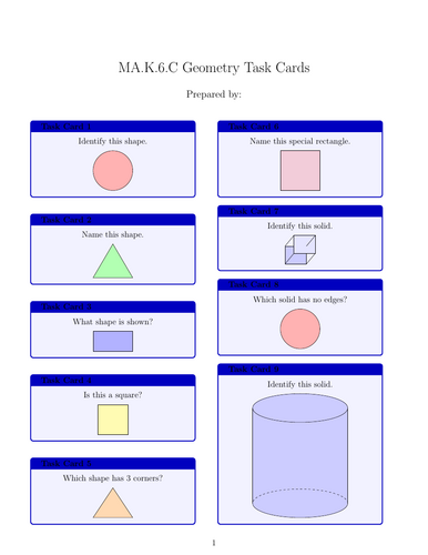 MA.K.6.C Geometry Task Cards