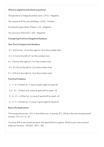 FS Maths L2 - Positive and Negative Numbers