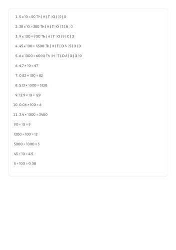 FS Maths L3 - Multiplying by 10, 100 and 1000