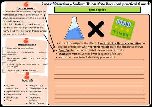GCSE Chemistry Paper 2 Rate of Reaction - Sodium Thiosulfate Required Practical – 6 Mark