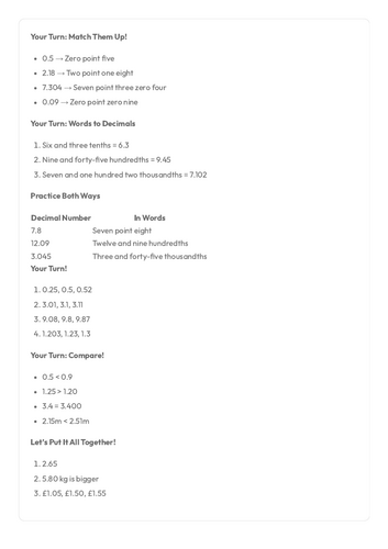 FS Maths L9 - Understanding Decimals