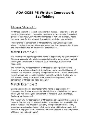 GCSE PE AQA Coursework Support Materials