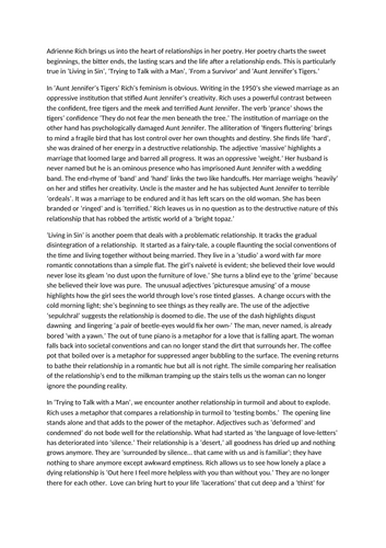 Adrienne Rich - Notes , Sample Essays and PowerPoints