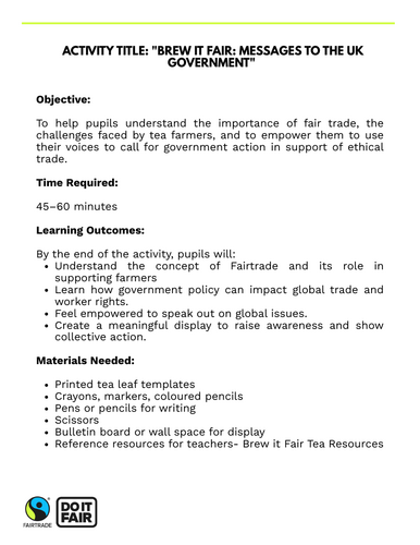 Tea leaf activity: Messages to the UK government