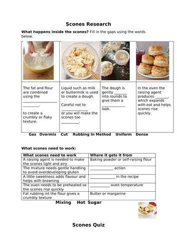 Scones Worksheet - Occupational Studies Patisserie and Baking