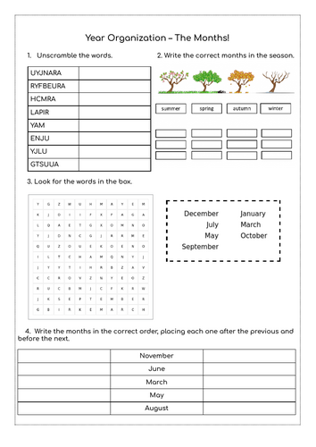 Year Organization — The Months!