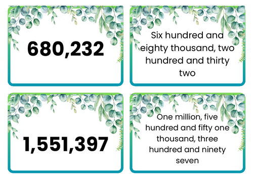 Matching cards numbers up to 10 million