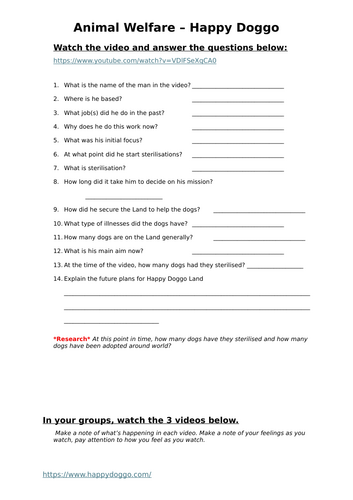 Animal Welfare: Kindness & Empathy Lesson (PSHE / Wellbeing)