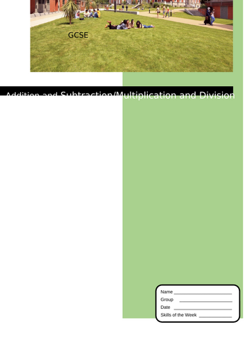Addition, Subtraction, Multiplication and Division of whole numbers and decimals
