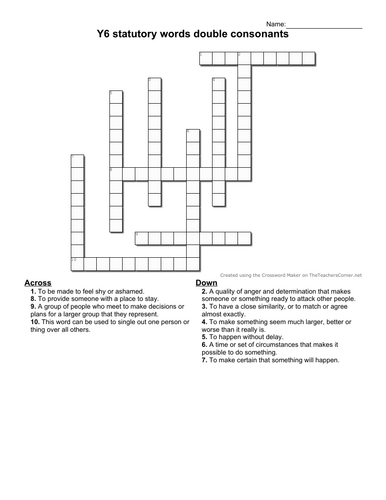 Statutory words featuring double consonants CROSSWORDS