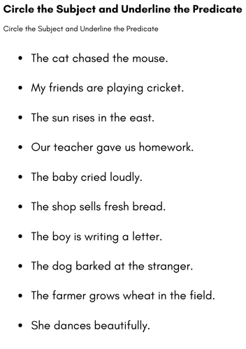 Circle the Subject and Underline the Predicate