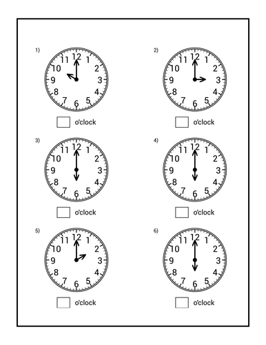 Telling Time Worksheet for Grade 1