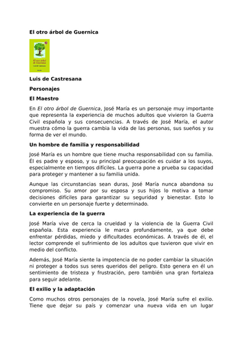 El otro árbol de Guernica by Luis de Castresana – Characters – El Maestro