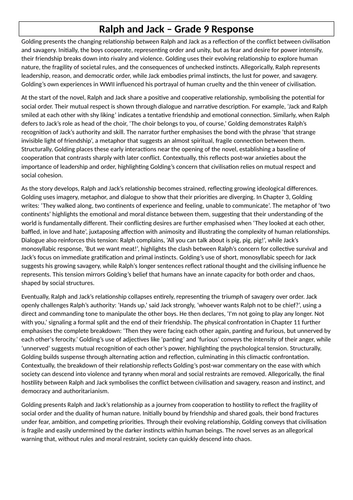 AQA Lord of the Flies 2025 responses