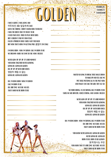 'Golden' Lyrics - KPop Demon Hunters