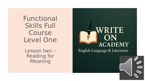 Functional Skills: Lesson Two