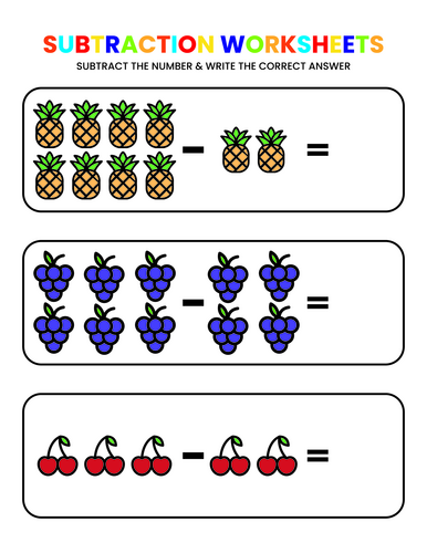 Subtraction Worksheet for Kids