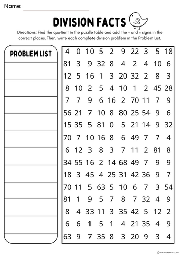Number Search Multiplication & Division