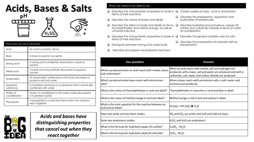 Topic 13 Acids and Bases  summary notes