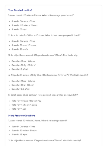FS Maths - Space, Shape and Measurement - Understanding Compound Measures