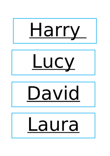 Name cards for writing