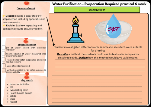 GCSE Chemistry Paper 2 Water Purification – Evaporation Required Practical  6mark Method