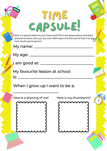 Time Capsule Activity Sheet
